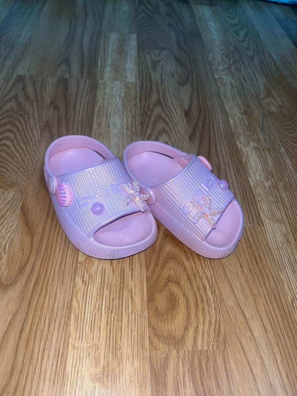 bebe Toddler Girl's EVA Slide Sandals with Sea Life Charms